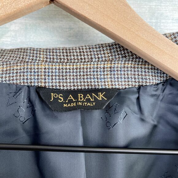 Jos A Bank Signature Gold Sport Coat Blue Wool Silk Windowpane Mens 41L 41 Long - Picture 9 of 10